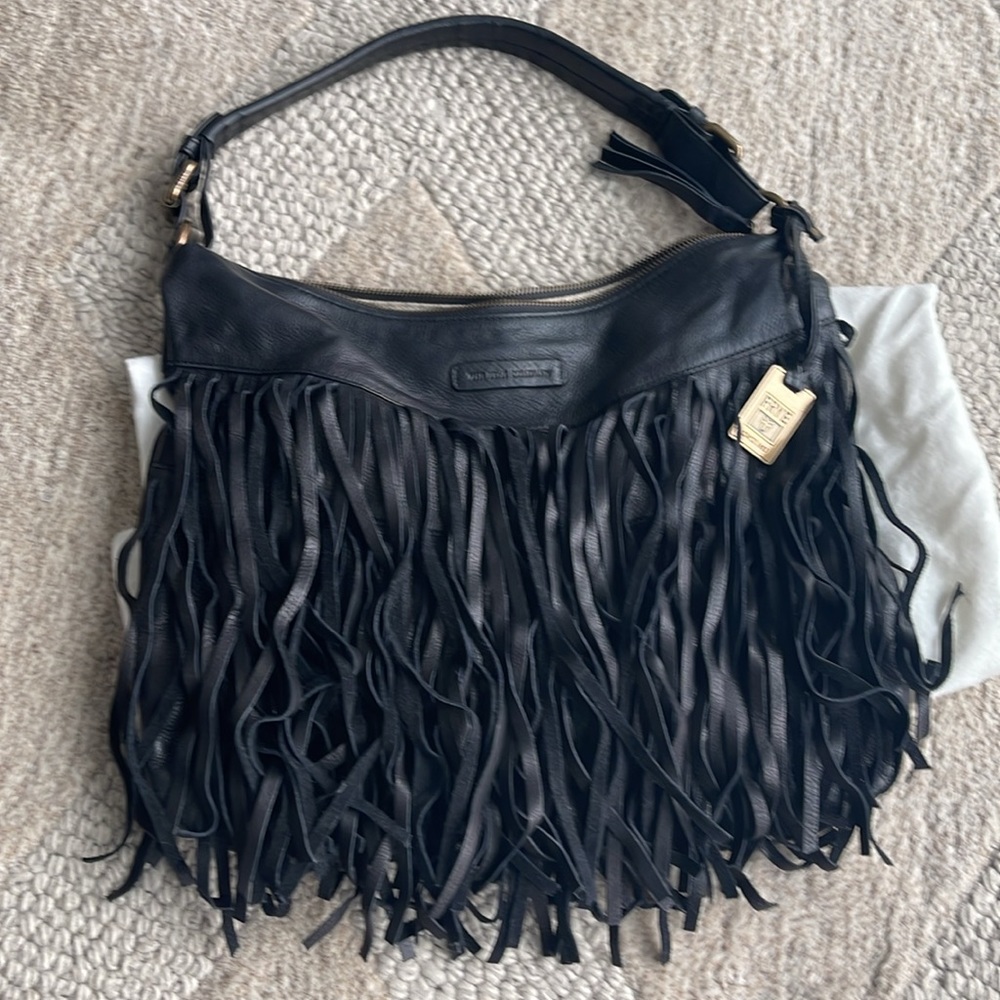 Leather Frye fringe bag